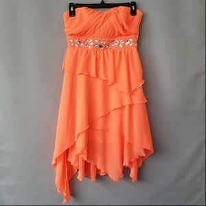 X XOXO STRAPLESS PADDED RUFFLES MINI DRESS JUNIORS